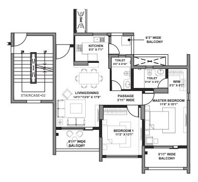 Lodha Palava City – Dombivali 2 BHK  Plan