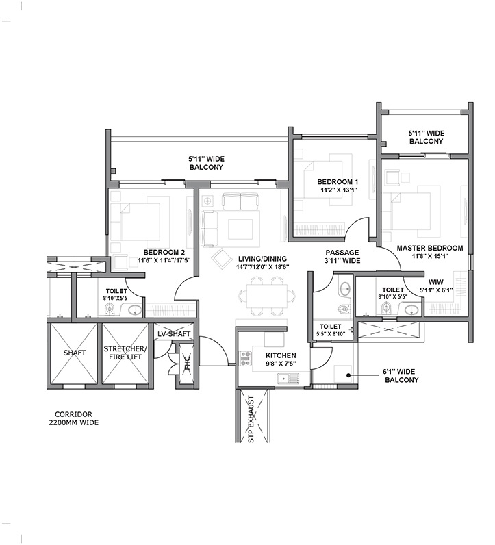 Lodha Palava City – Dombivali 1 BHK  Plan